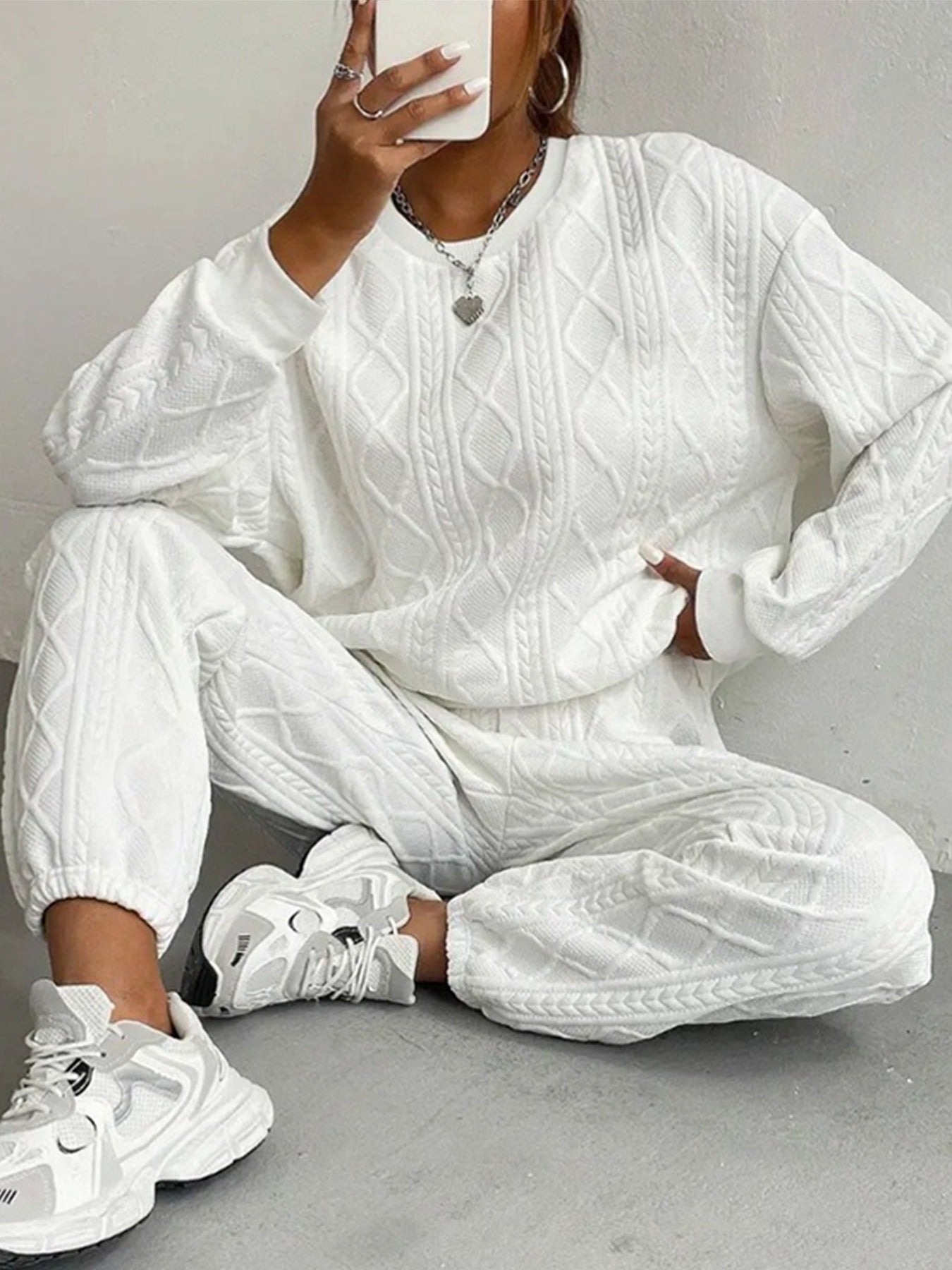 Ensemble Jacquard – Élégance Décontractée