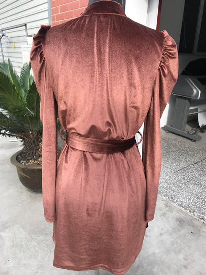 obe Velours Doré Manches Bouffantes