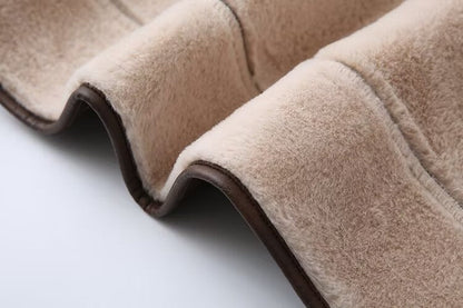 Manteau Cuir et Fourrure Bordeaux