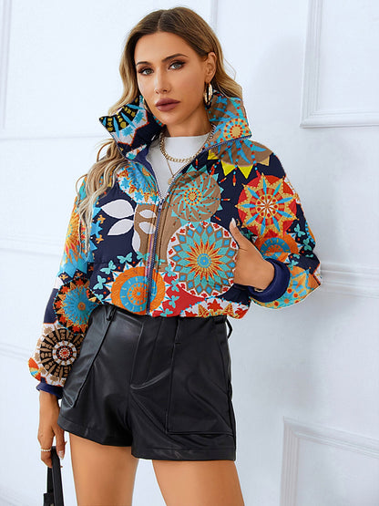 Veste Col Montant Imprimée