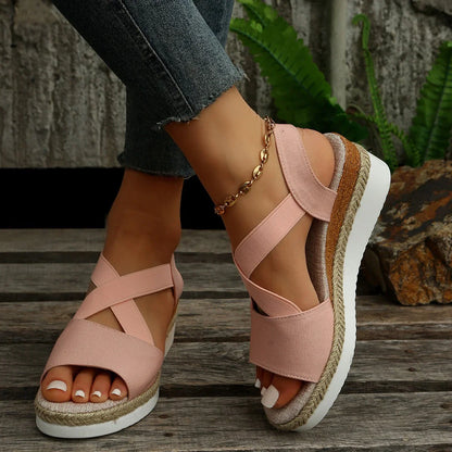 Alegra – Sandales Compensées à Bride Cheville Élastique