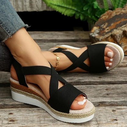 Alegra – Sandales Compensées à Bride Cheville Élastique