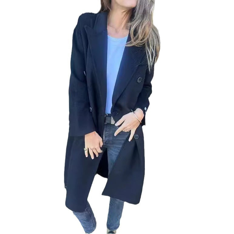 Milina - Manteau Long Élégant à Double Boutonnage
