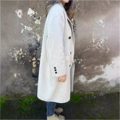 Milina - Manteau Long Élégant à Double Boutonnage